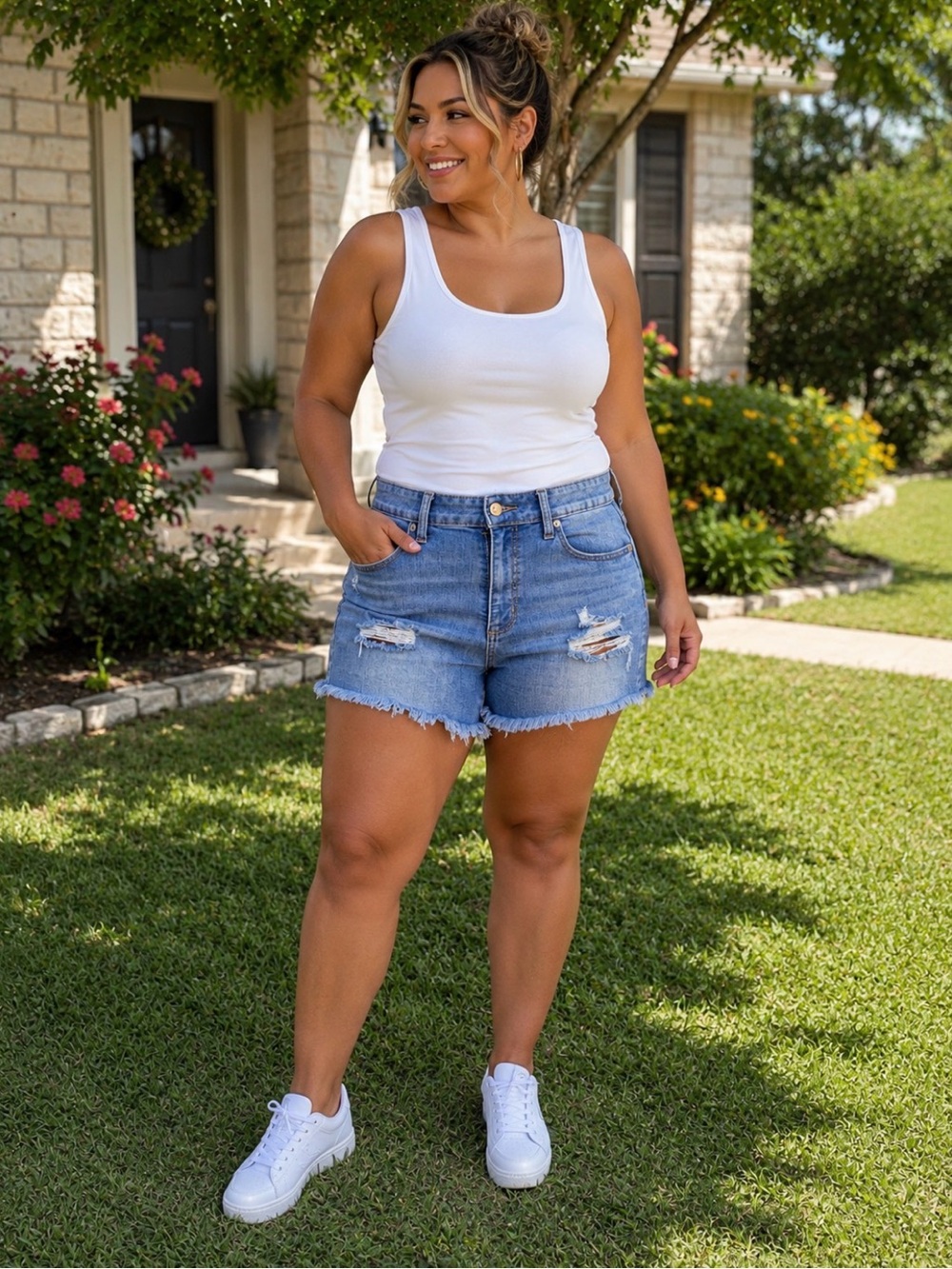 Universal Thread Light Blue Distressed High-Rise Jean Shorts